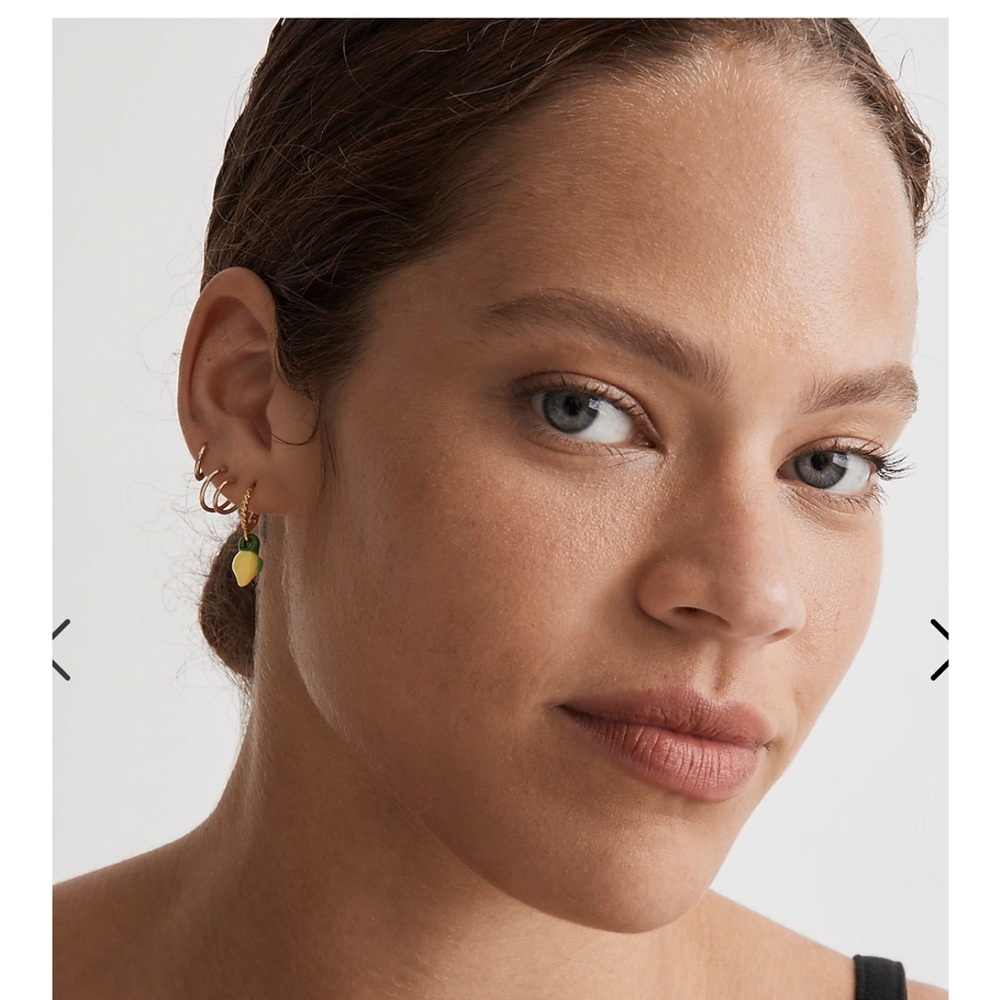 Enamel Lemon Twisted Huggie Hoop Earrings
